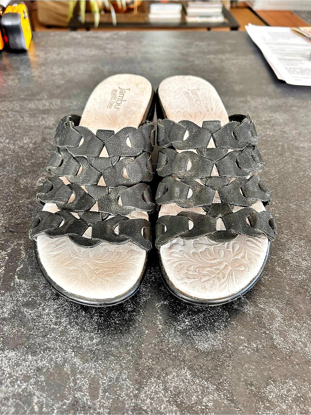 Jambu Diana Wedge Sandals Black & Gray US 7.5
